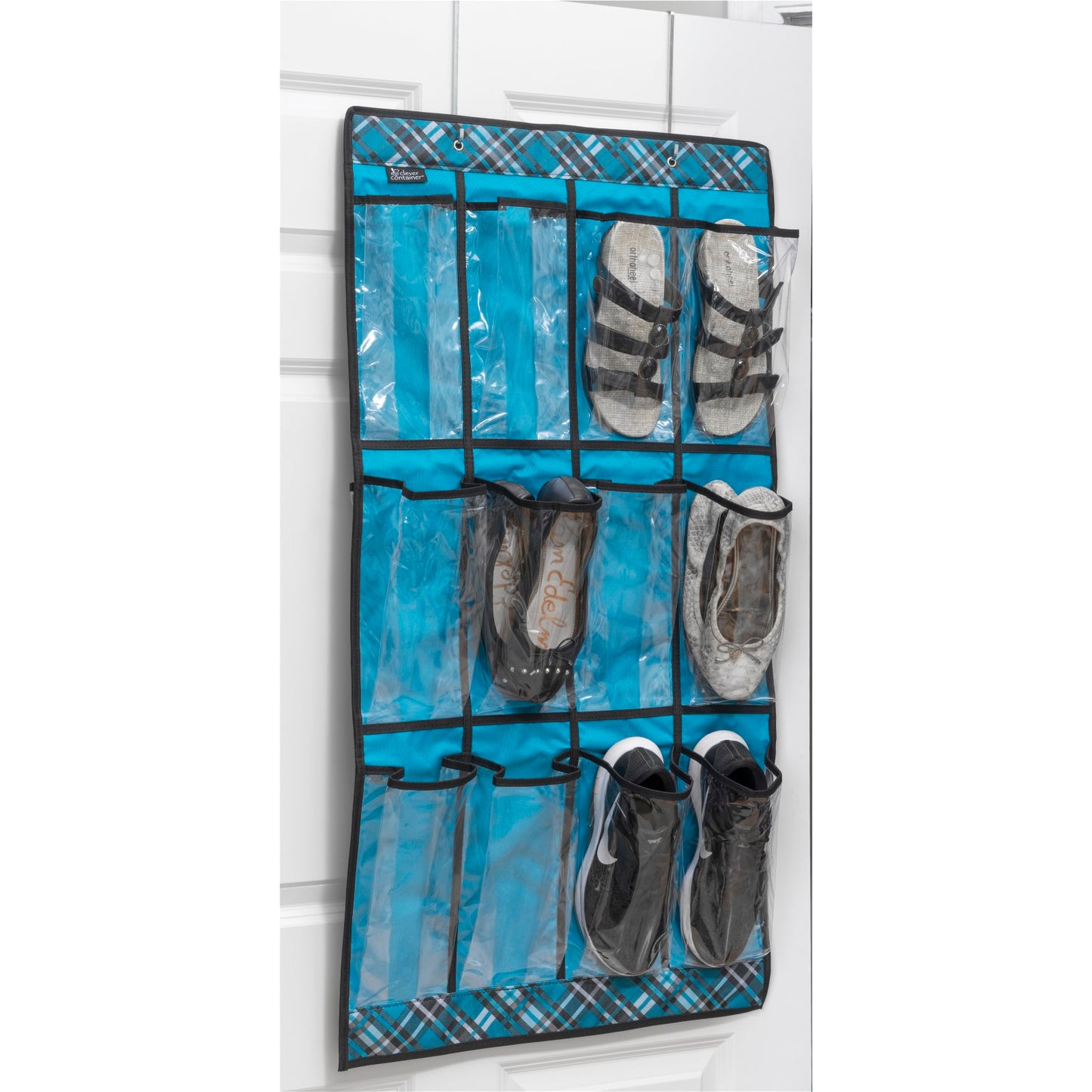 Hanging Pocket Cubby - Teal Plaid
