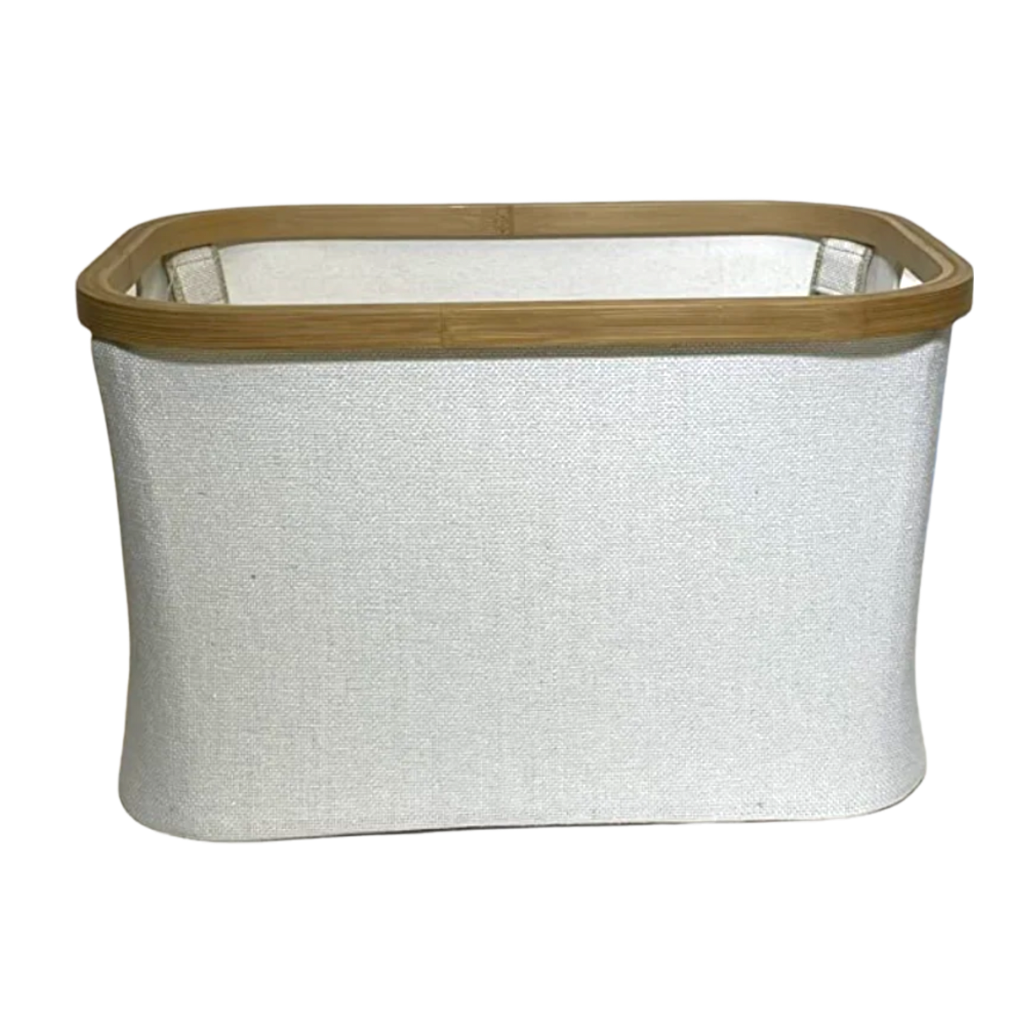 Canvas & Bamboo Storage Bin - White