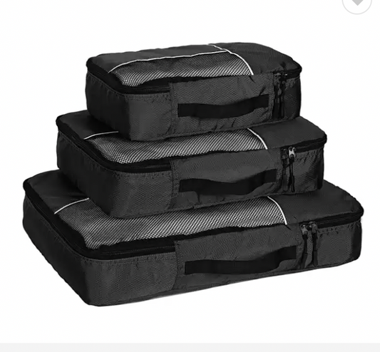 Set of 3 Packing Cubes - Black and Gray