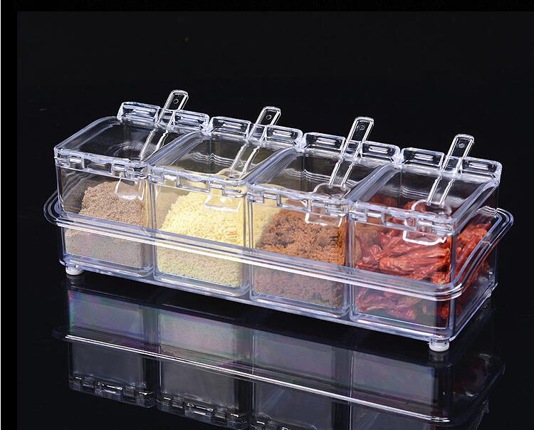 Clear Acrylic Seasoning Storage Container with Spoons